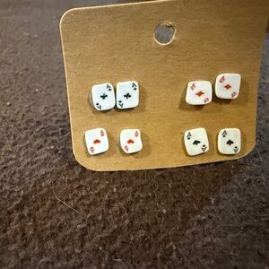 Playing Card Stud Earrings Set